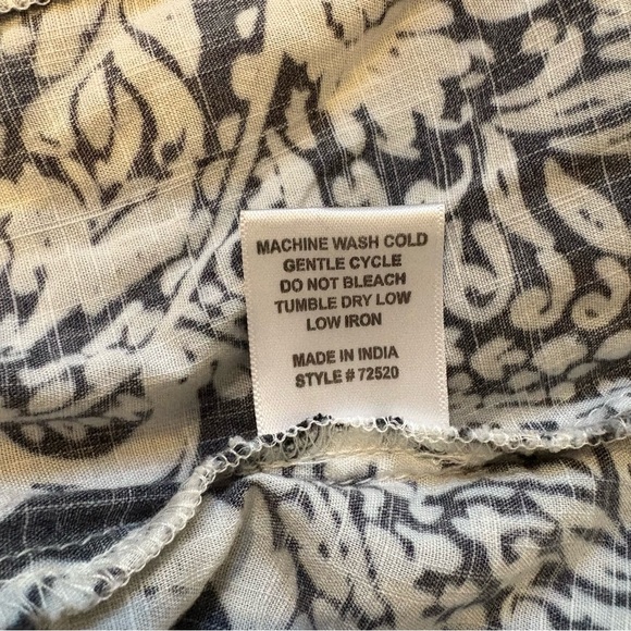 Uncle Frank Button Down Tie Waist Swing Shirtdress, Navy/White Paisley Print, Sm - Picture 15 of 15